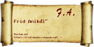 Frid Anikó névjegykártya