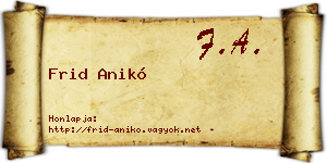 Frid Anikó névjegykártya